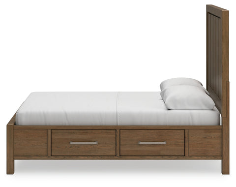 Cabalynn Queen Panel Bed with Storage with Mirrored Dresser, Chest and 2 Nightstands