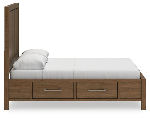 Cabalynn Queen Panel Bed with Storage with Mirrored Dresser and Nightstand