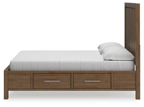 Cabalynn California King Panel Bed with Storage with Mirrored Dresser, Chest and 2 Nightstands