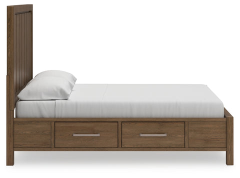 Cabalynn California King Panel Bed with Storage with Mirrored Dresser and Chest