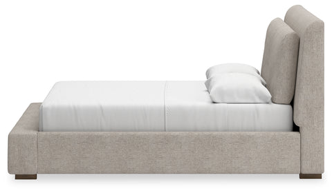 Cabalynn Queen Upholstered Bed with Mirrored Dresser