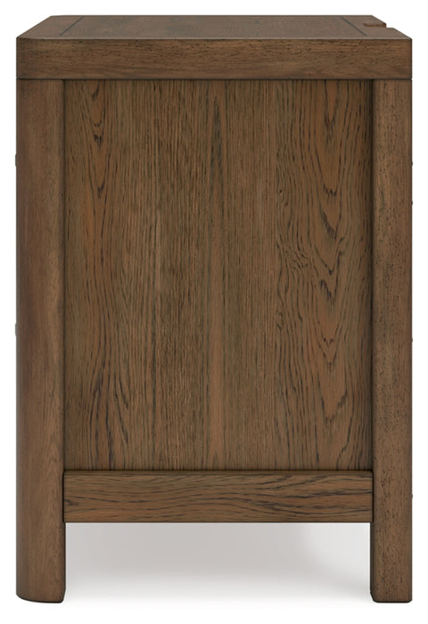 Cabalynn California King Panel Bed with Storage with Mirrored Dresser, Chest and 2 Nightstands