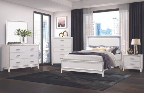 Queen bed with dresser and nightstand