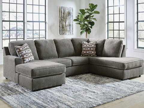 Grey Fabric Sectional with pillows