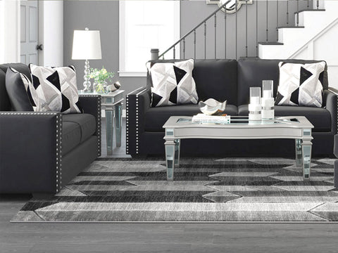 Button Tufted Black Sofa & Loveseat