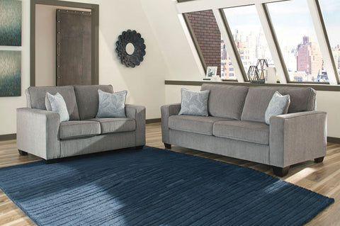 Grey Fabric Sofa Loveseat